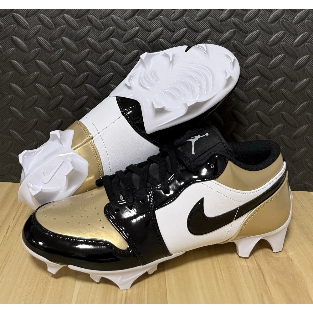 Air Jordan 1 Low TD Football Cleats FJ6245-701 Gold Toe Black Mens Size 10.5
